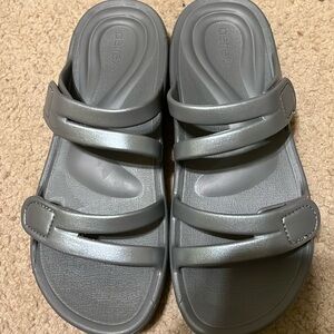Gray Aetrex Double Band Sandals